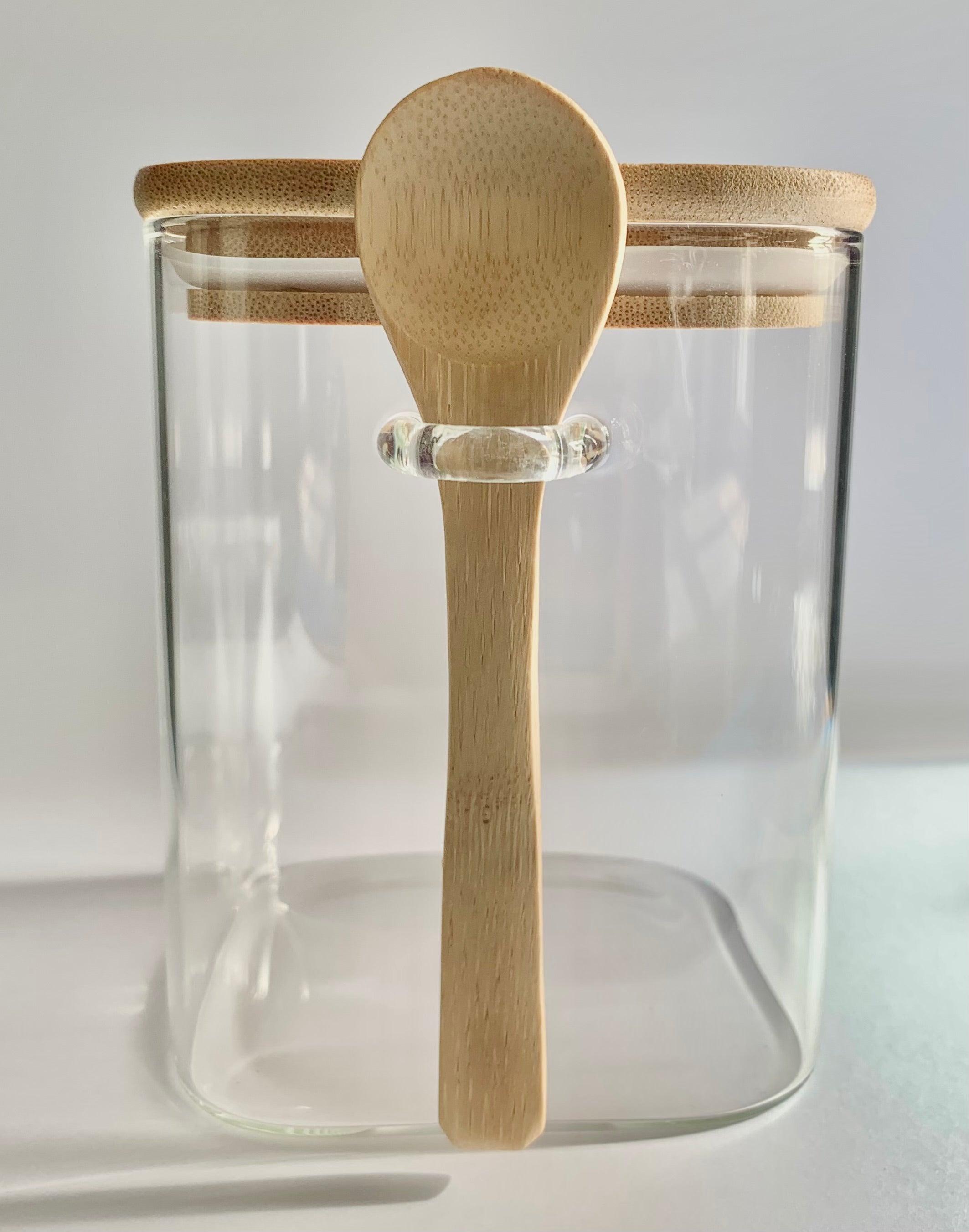 Aufbewahrungsglas mit Bambusdeckel und Löffel 1200 ml