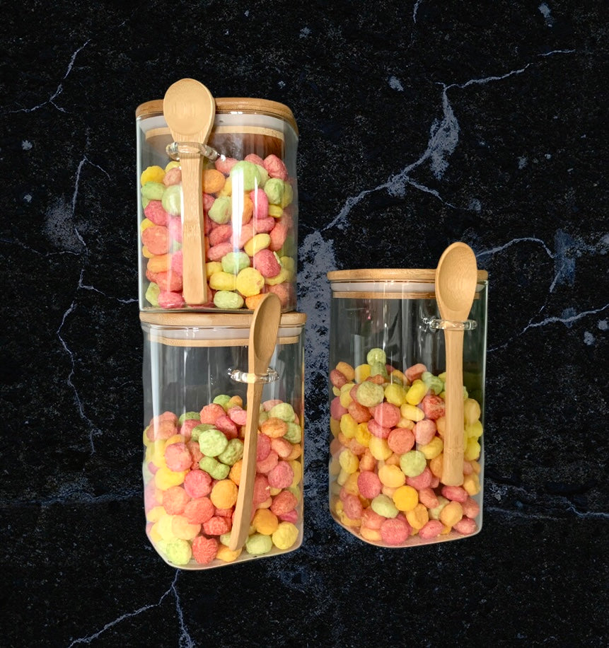 Aufbewahrungsglas mit Bambusdeckel und Löffel 1200 ml